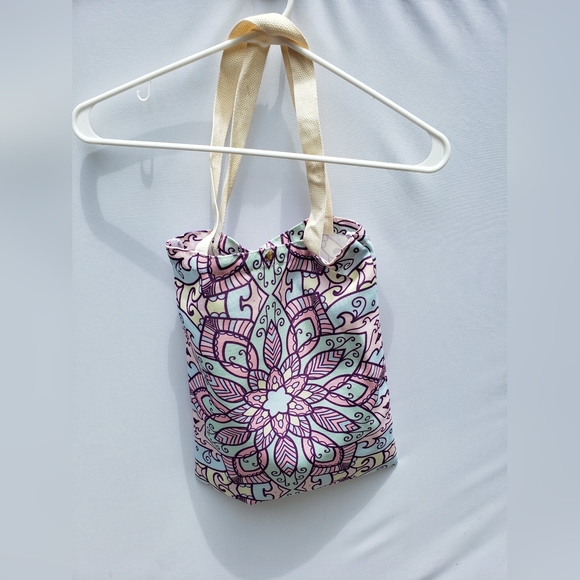 Princess Floral Pattern Big Cavas Tote Bag  New With Tags - Picture 4 of 5